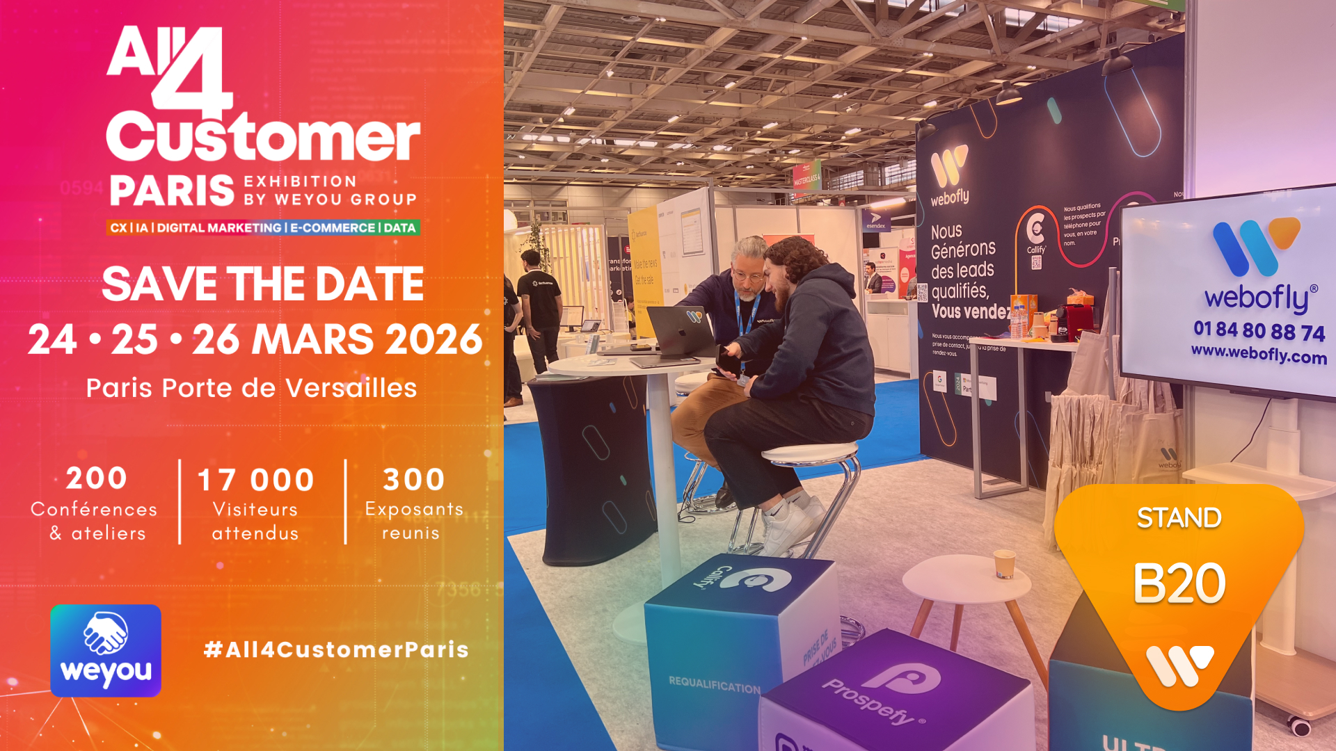 Stand Webofly au salon All4Customer Paris 2026