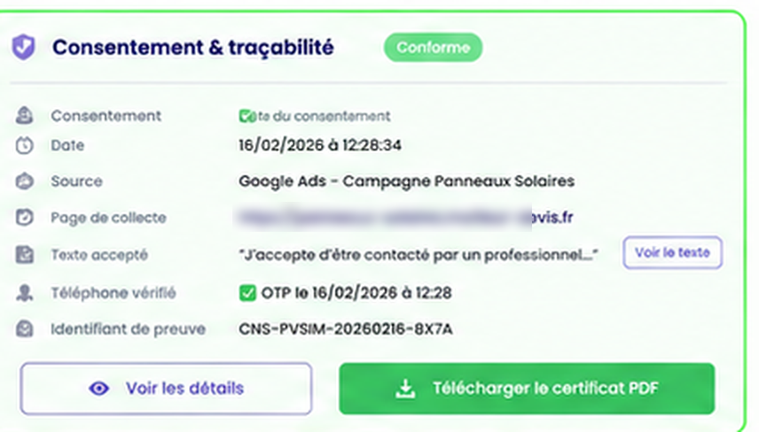 Carte Consentement et traçabilité du CRM Prospefy